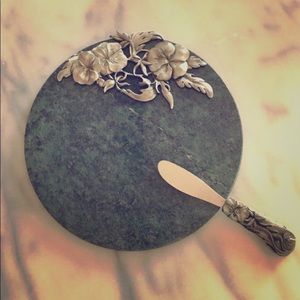 NIB Granite & Pewter Cheese Plate